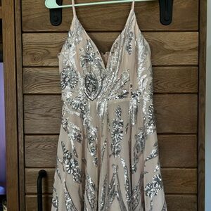 Windsor Elegant Silver Sequin Dress